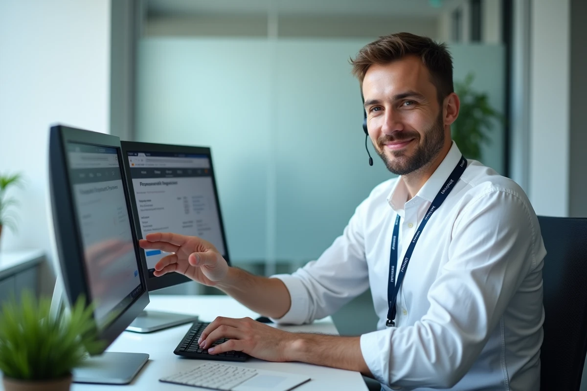 Agent du service informatique UPHF aidant un étudiant à récupérer son mot de passe ENT sur un poste de travail
