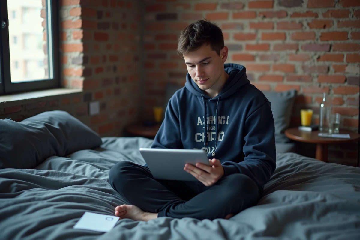 Étudiant accédant à l'ENT Artois en toute sécurité depuis sa tablette dans sa chambre