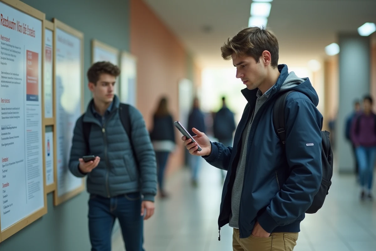Étudiant en colère devant un tableau d