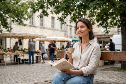 Femme lisant un livre en paix à Périgueux