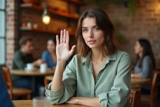 Femme sereine posant ses limites dans un café, illustration développement personnel Sarah Positivia