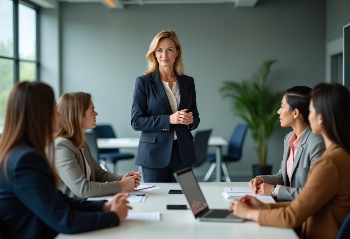 Femme professionnelle en formation lors d'une session en entreprise