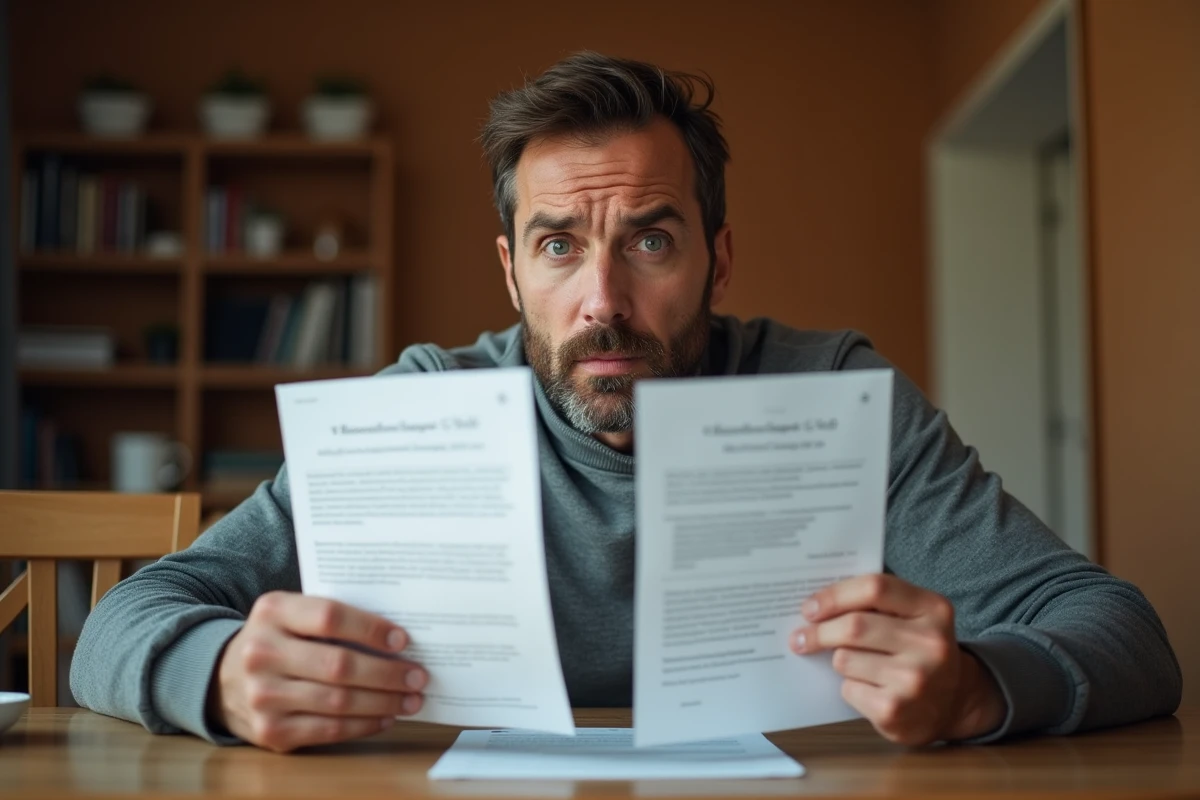 Homme comparant un titre professionnel et un diplôme à domicile pour comprendre les différences de financement