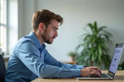 Jeune homme professionnel se connectant à l'portal Arena Versailles