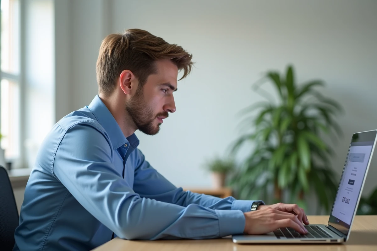 Jeune homme professionnel se connectant à l'portal Arena Versailles