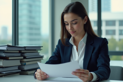 Jeune femme en entretien d'embauche dans un bureau moderne